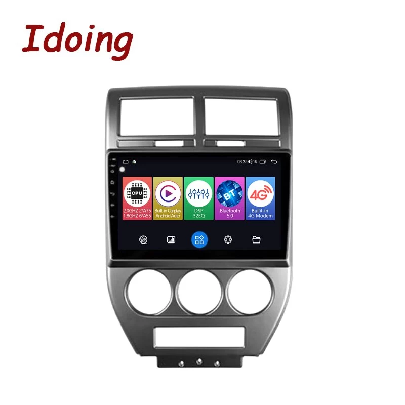 Idoing10.2 inch Car Stereo Android AutoRadio Carplay Multimedia Player For Jeep Compass 1 MK 2006-2010 Head Unit Plug And Play GPS